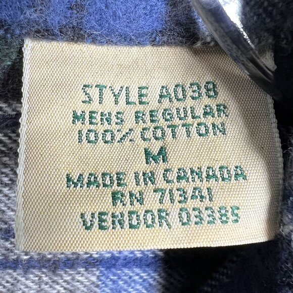 L.L. Bean Mens M Green Denim Canvas Shacket Hurricane Plaid Lining Canada Made - Picture 14 of 16